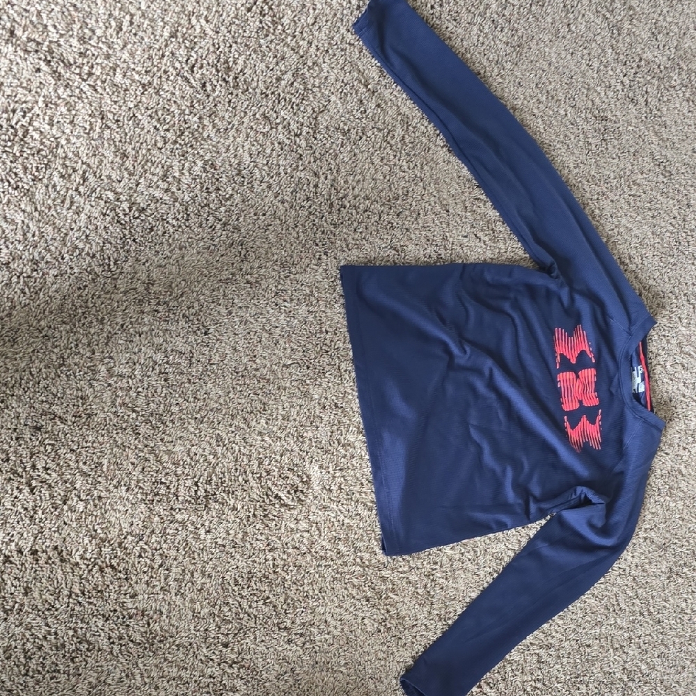 Under Armour Kids Navy and Red Long Sleeve Tee